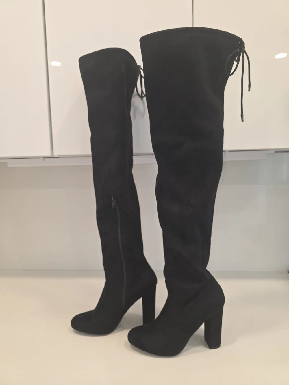 a new day Black Suede Over-The-Knee Block Heel Boots